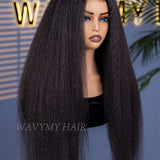Wavymy Pre Cut Kinky Straight Wear Go Glueless Wigs 4x6 HD Lace Closure Wigs 180% Density