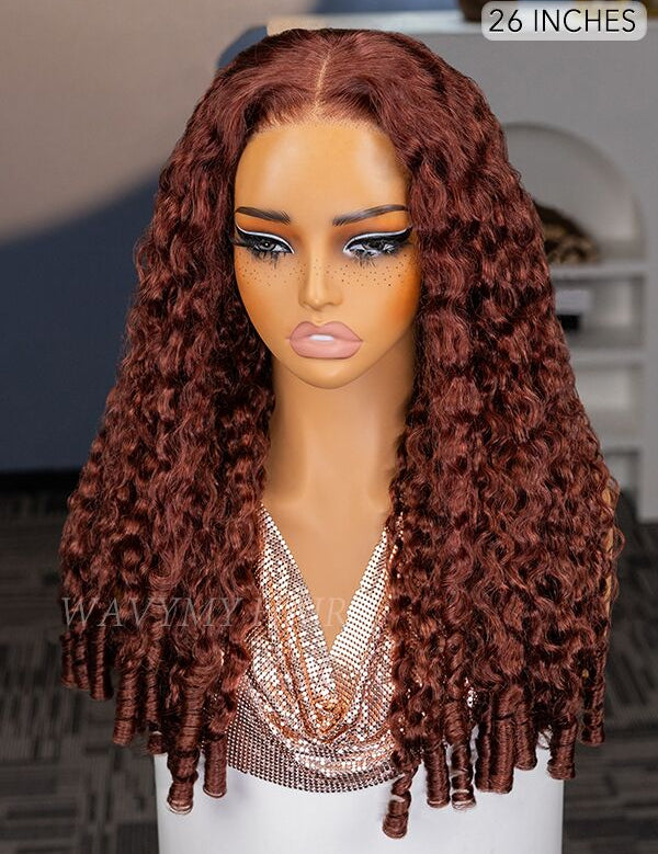 wear and go 26 inch reddish brown 7x5 lace burmese curly wig