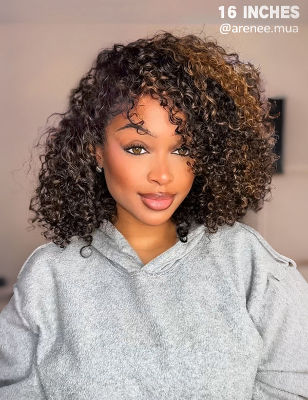 16 inch highlight water wave half wig