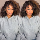 16 inch highlight water wave half wig human hair short bob styles