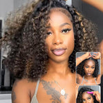 16 inch highlight water wave drawstring half wig