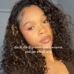 16 inch highlight water wave half wig human hair flip over quick weave