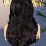 22 inch layered yaki wave half wig back view
