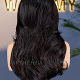 22 inch layered yaki wave half wig back view