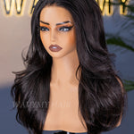 pre-styled layered wave yaki half wig 22 inch