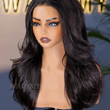 pre-styled layered wave yaki half wig 22 inch