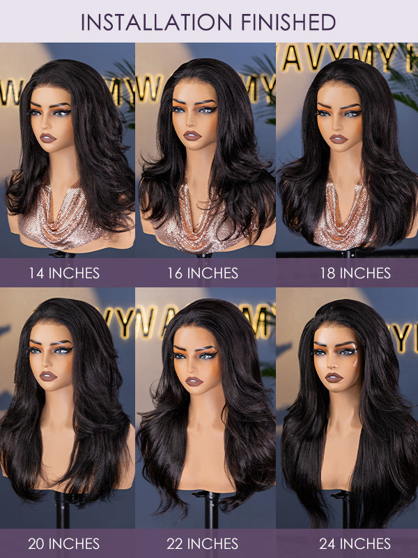 layered yaki wave half wig hair length chart