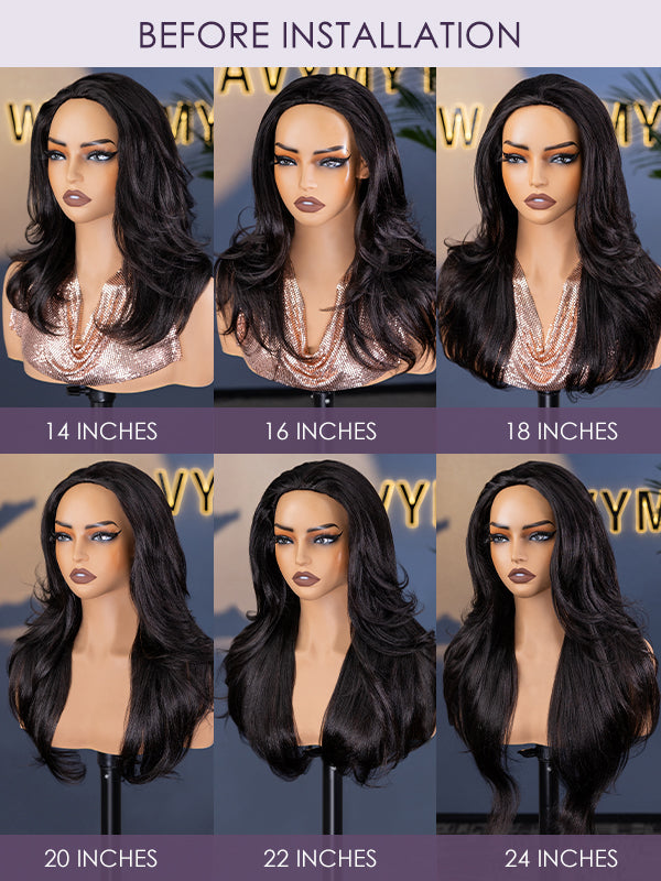 layered yaki wave half wig length chart