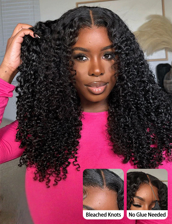 Wavymy Wear Go Glueless Lace Wigs Human Hair Pre-Bleached Pre-Plucked with Natural Hairline 180% Density