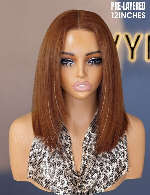 wear and go glueless chestnut brown yaki straight layered bob wig