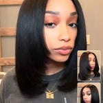 human hair yaki straight layered glueless bob wigs