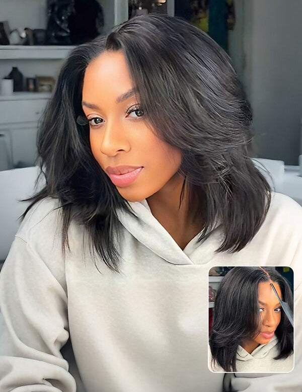 yaki straight layered glueless bob wigs