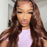 Wavymy M-Cap 9x6 Lace Chestnut Brown Body Wave Wear Go Glueless Wig 180% Density