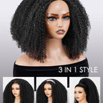 3 in 1 half wig: half wig, headband wig and ponytail wig style