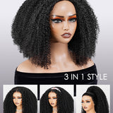 3 in 1 half wig: half wig, headband wig and ponytail wig style