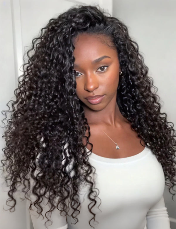 black water wave half wig human hair flip over quick weave