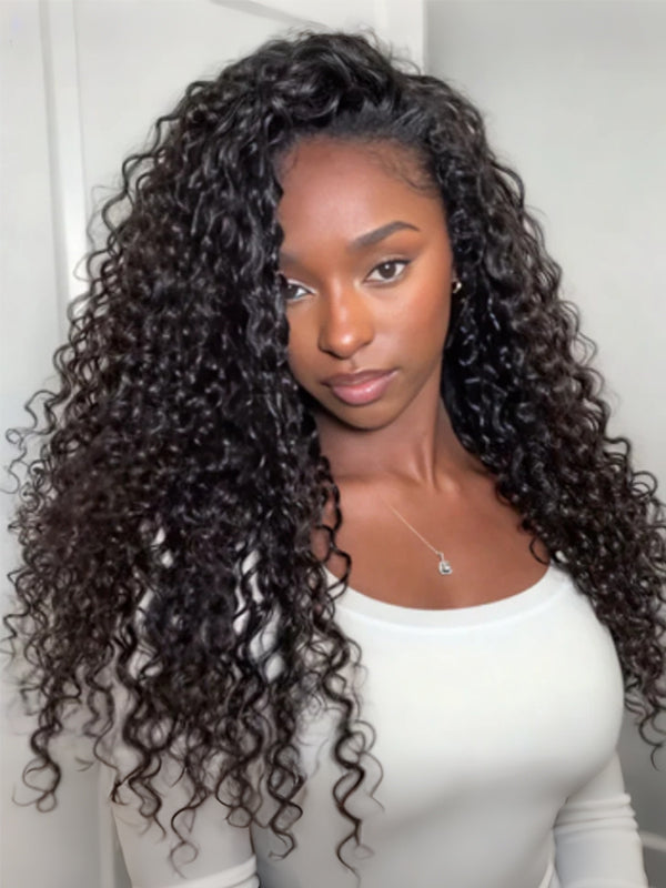 black water wave half wig human hair flip over quick weave