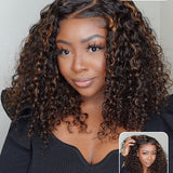 Wavymy Wear Go Casual Blonde Highlights Water Wave 4x6 Lace Wigs Dome Cap Glueless with Natural Hairline Wig