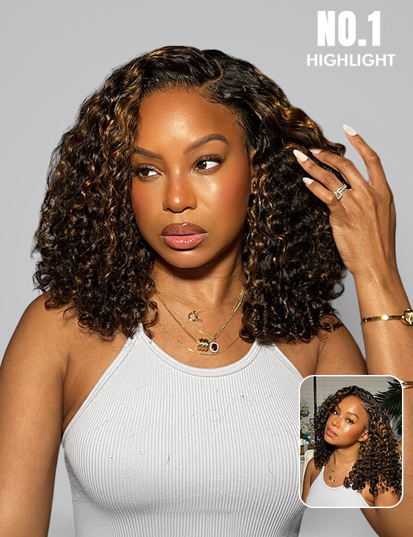 7x5 lace highlight water wave glueless wig