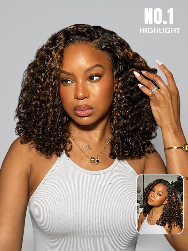 7x5 lace highlight water wave glueless wig