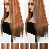 Flash Sale Wavymy Pre-cut Lace Wear Go 4/27 Honey Blonde Highlight Color Glueless Wig 7x5 Lace Closure Preplucked with Natural Hairline Wig
