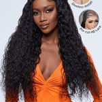 pre-cut water wave glueless HD lace wig