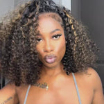 16 inch highlight water wave half wig human hair video