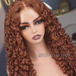 7x5 lace glueless chestnut brown burmese curly wig