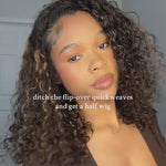 16 inch highlight water wave half wig human hair flip over quick wave video