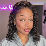 16 inch highlight water wave half wig human hair
