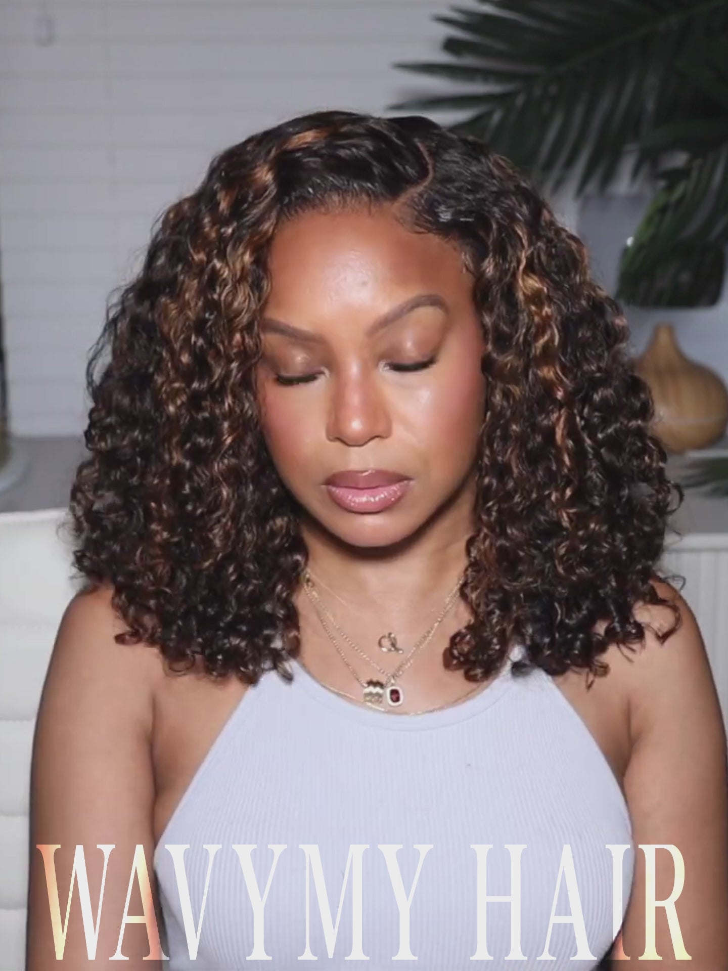 blonde highlight water wave glueless wig video