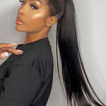 straight 360 glueless wig high ponytail look