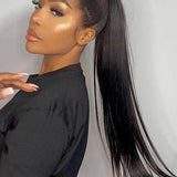 straight 360 glueless wig high ponytail look