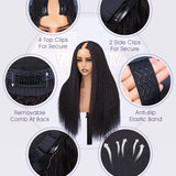 Wavymy Beginner Friendly Straight V Part Wig No Glue No Sew No Gel Human Hair Wig 180 Density Thin Part Wig