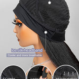 Wavymy Yaki Straight Headband Wig Real Scalp Ice Silk Headband 100% Virgin Human Hair Pre-attached Scarf Glueless Wig