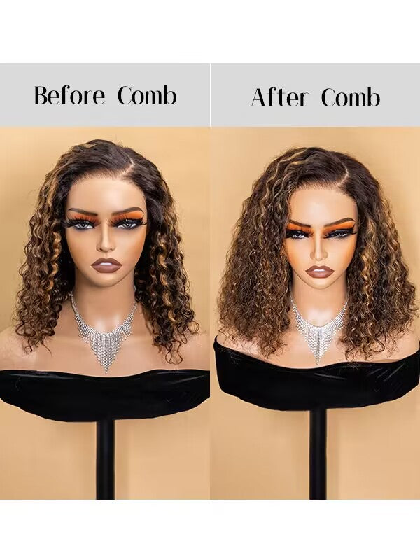 highlight water wave glueless 7x5 lace wig front view