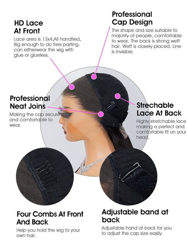 13x4 lace front wig key features