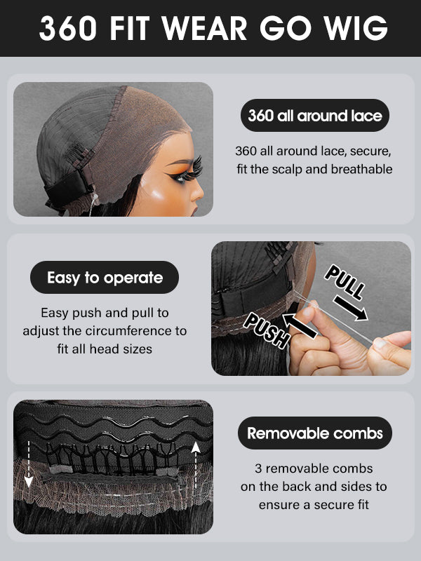 wear and go 360 glueless wig features