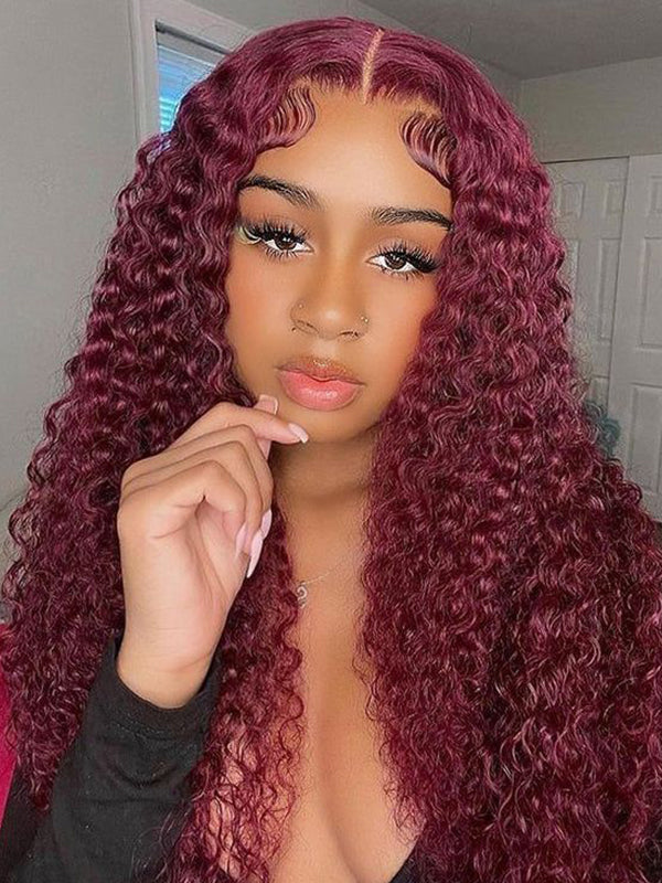 human hair deep wave 99j hair color wig