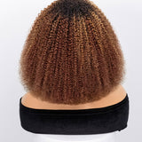 Wavymy Machine Made Highlight Balayage Color Wig Afro Curly Human Hair Bob Wigs With Bangs 250% Denisity