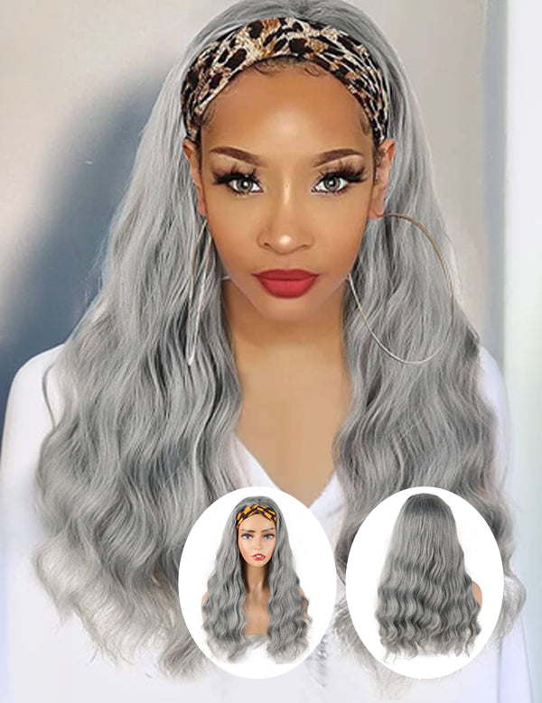 headband grey human hair wigs