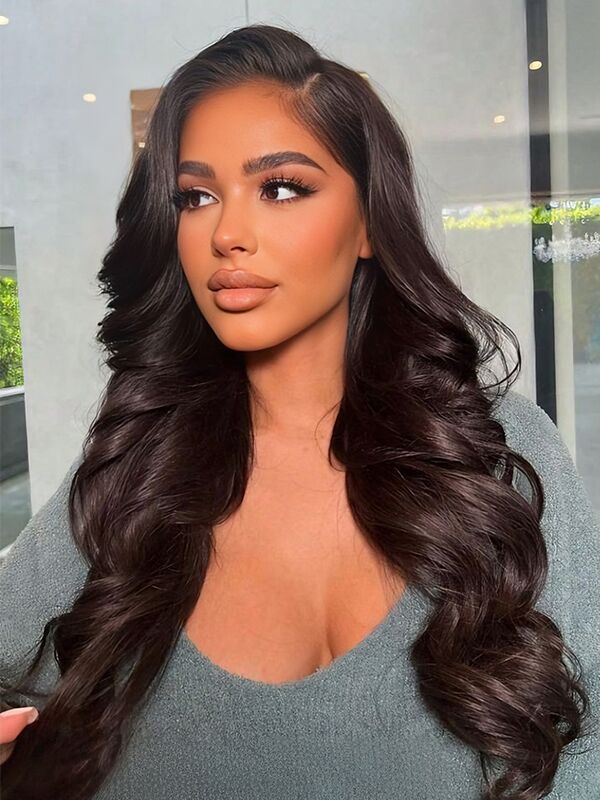 human hair body wave glueless wig