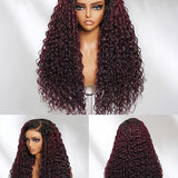 Wavymy Dark Plum Color Water Wave Wear & Go Pre-Cut Wigs Dome Cap Glueless 4x6 Lace Closure Wig 180% Density Custom Color Wigs