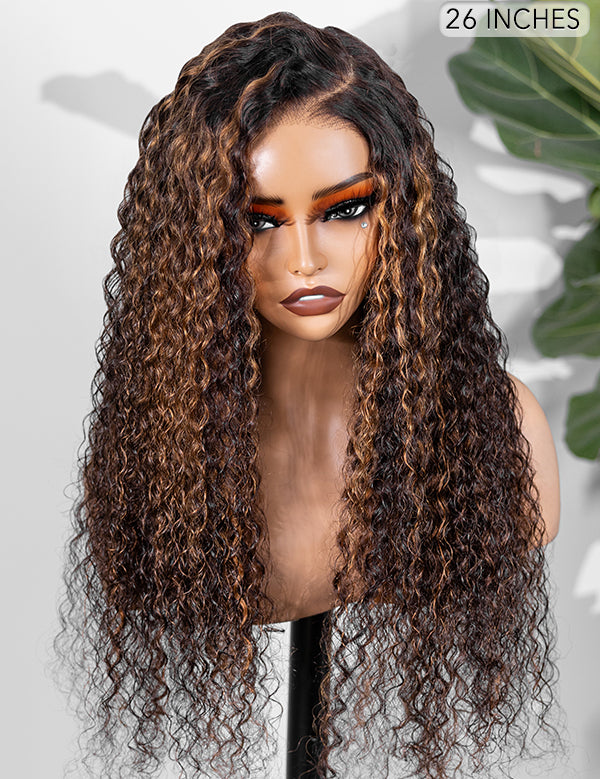 26 inch highlight water wave glueless 7x5 lace wig