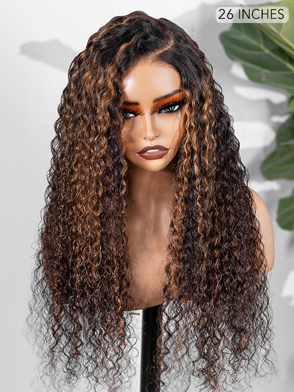 26 inch highlight water wave glueless 7x5 lace wig