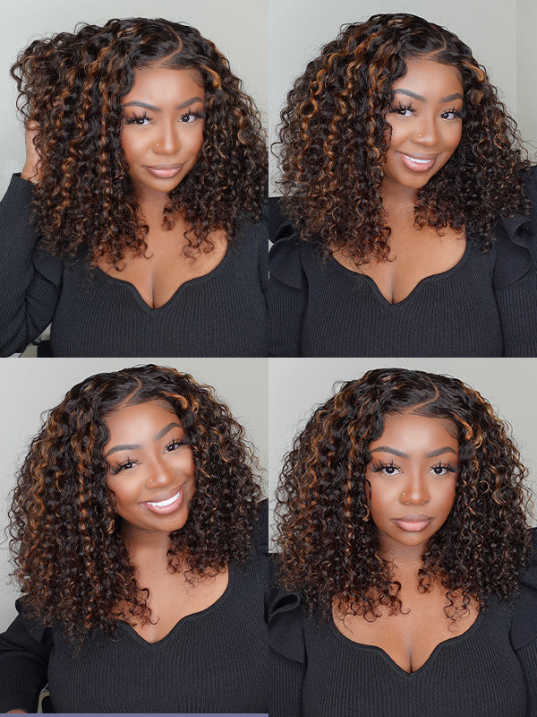 highlight water wave glueless 7x5 lace wig c part style