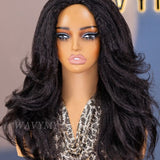 Wavymy Upgrade Drawstring Half Wig Lazy Layered Yaki Wave Wig Human Hair No Glue No Lace Pre-Styled Wig