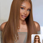 chestnut brown straight layered glueless wigs