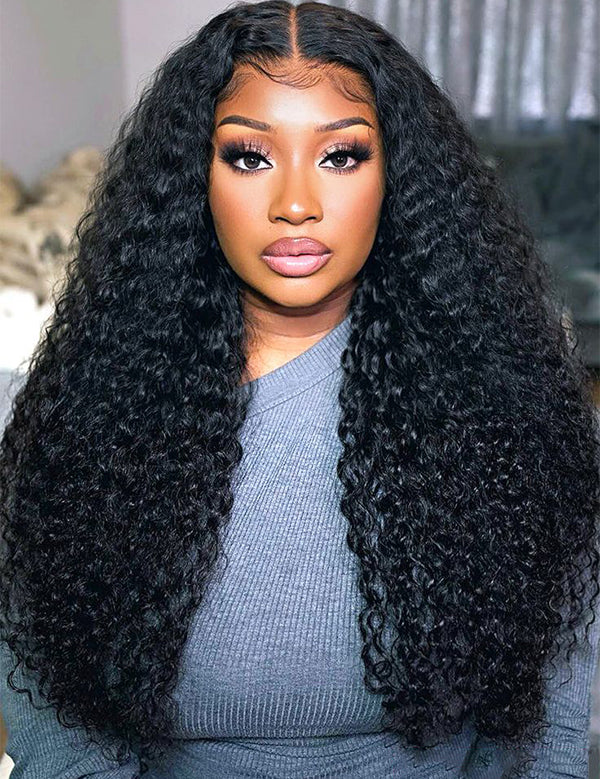 pre-bleached water wave glueless lace wigs