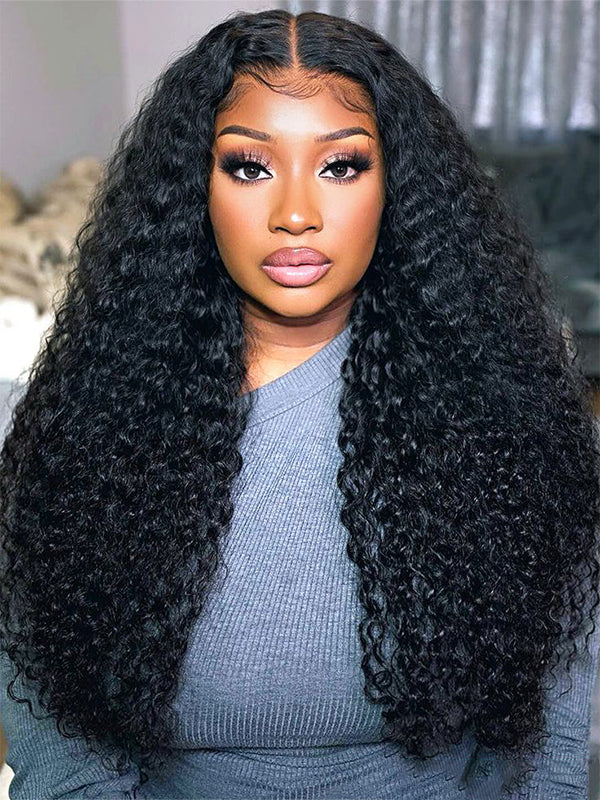 pre-bleached water wave glueless lace wigs